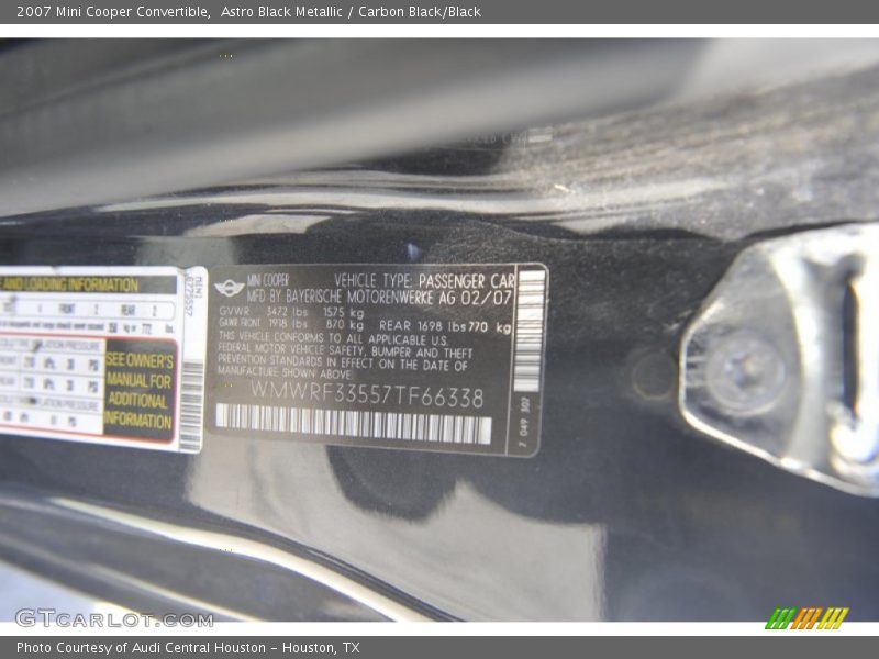 Astro Black Metallic / Carbon Black/Black 2007 Mini Cooper Convertible