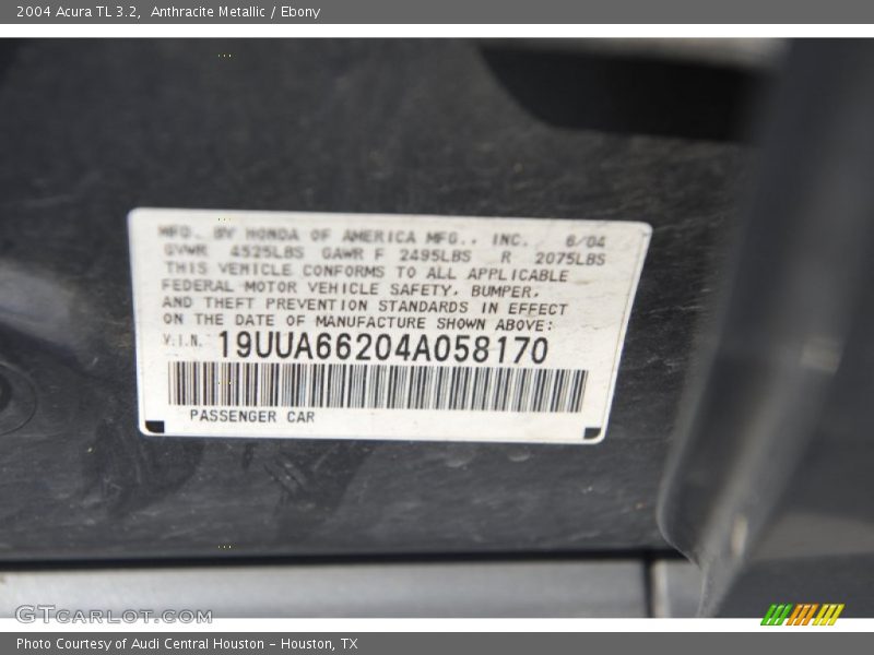 Anthracite Metallic / Ebony 2004 Acura TL 3.2