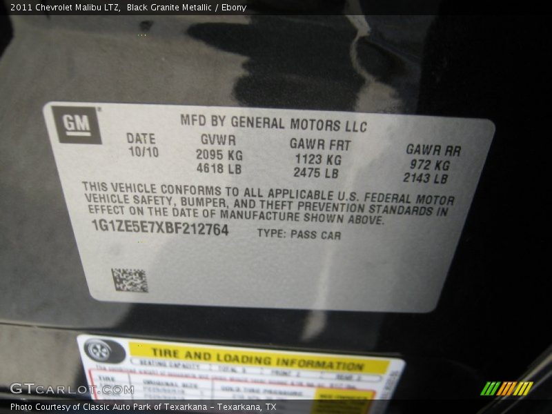 Black Granite Metallic / Ebony 2011 Chevrolet Malibu LTZ