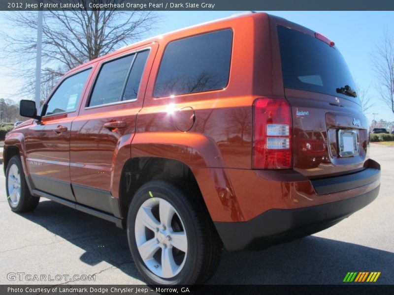 Copperhead Orange Pearl / Dark Slate Gray 2012 Jeep Patriot Latitude