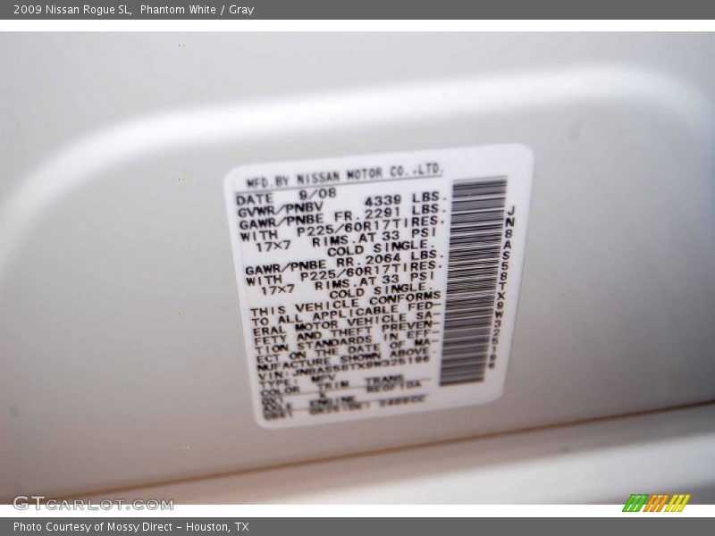 Phantom White / Gray 2009 Nissan Rogue SL