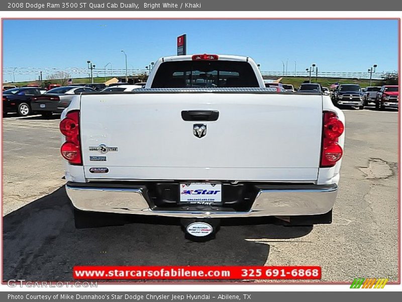 Bright White / Khaki 2008 Dodge Ram 3500 ST Quad Cab Dually