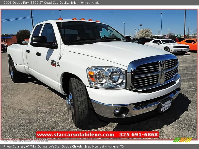 Bright White / Khaki 2008 Dodge Ram 3500 ST Quad Cab Dually