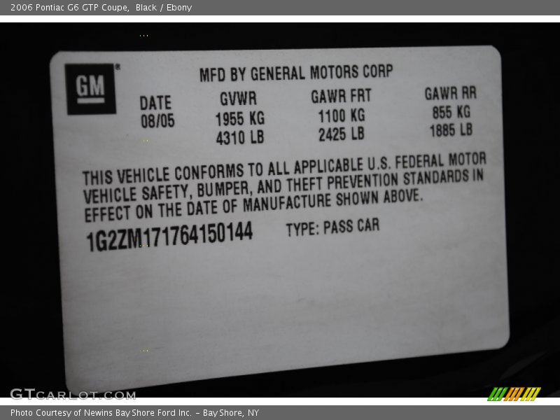 Black / Ebony 2006 Pontiac G6 GTP Coupe