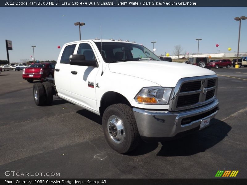 Bright White / Dark Slate/Medium Graystone 2012 Dodge Ram 3500 HD ST Crew Cab 4x4 Dually Chassis