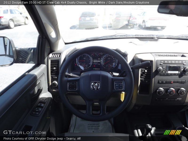Bright White / Dark Slate/Medium Graystone 2012 Dodge Ram 3500 HD ST Crew Cab 4x4 Dually Chassis