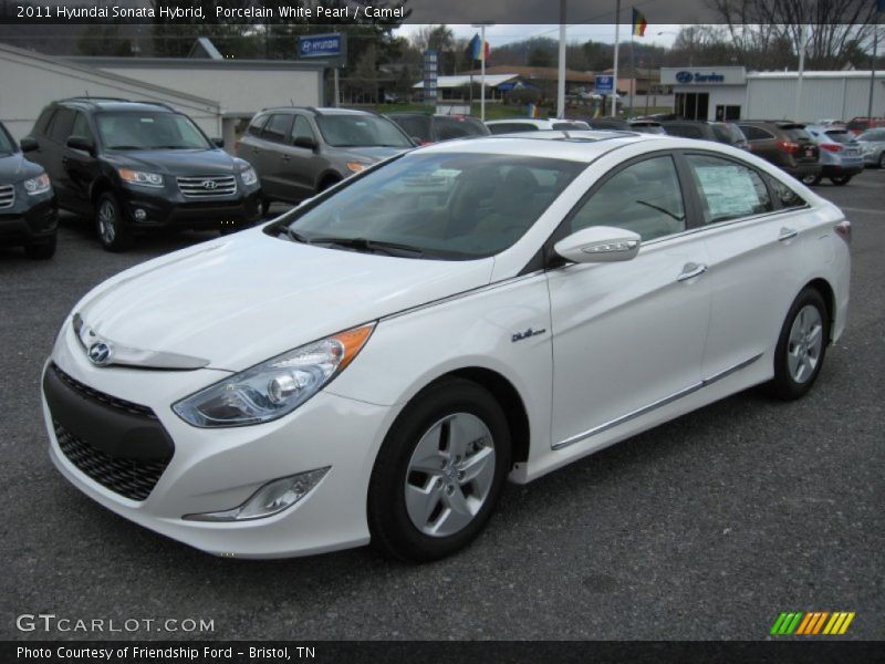 Porcelain White Pearl / Camel 2011 Hyundai Sonata Hybrid