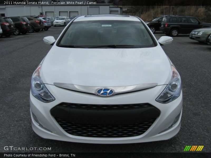 Porcelain White Pearl / Camel 2011 Hyundai Sonata Hybrid