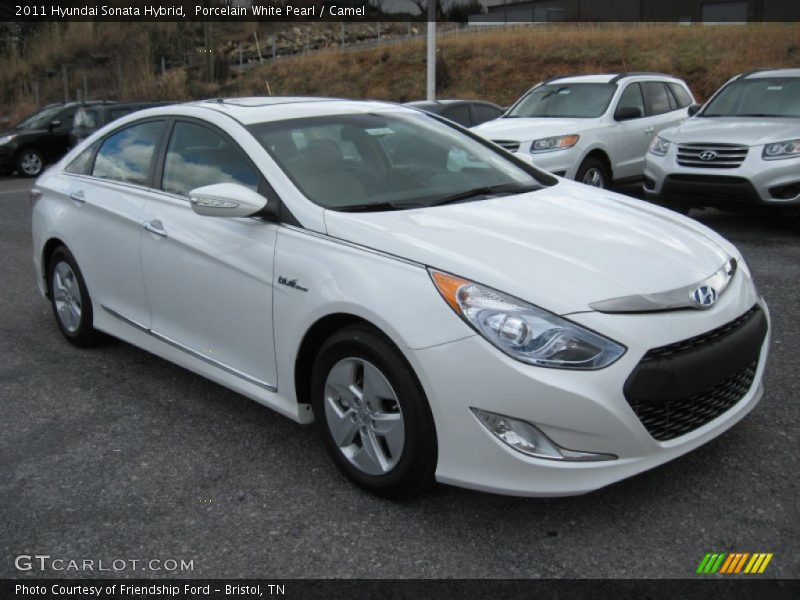 Porcelain White Pearl / Camel 2011 Hyundai Sonata Hybrid