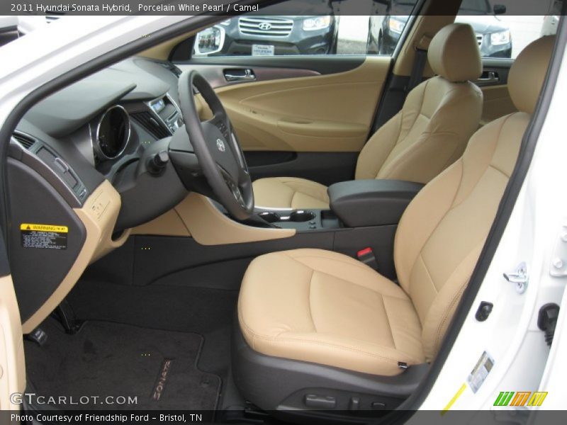 Porcelain White Pearl / Camel 2011 Hyundai Sonata Hybrid