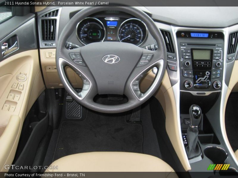 Porcelain White Pearl / Camel 2011 Hyundai Sonata Hybrid