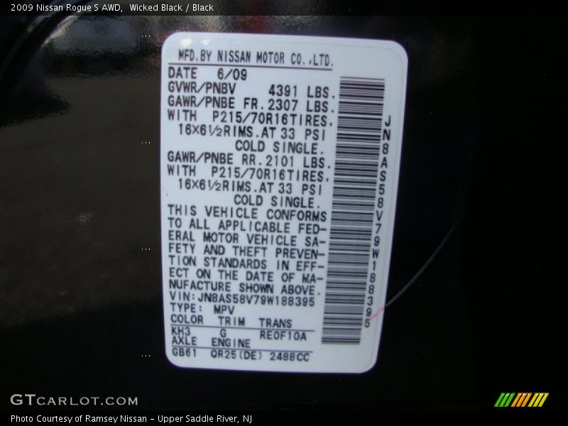 Wicked Black / Black 2009 Nissan Rogue S AWD