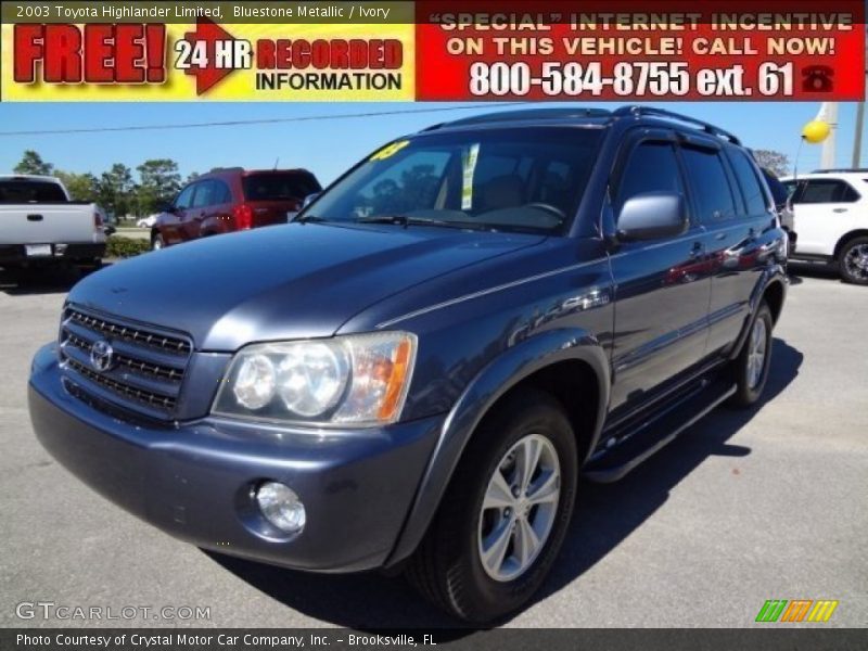Bluestone Metallic / Ivory 2003 Toyota Highlander Limited