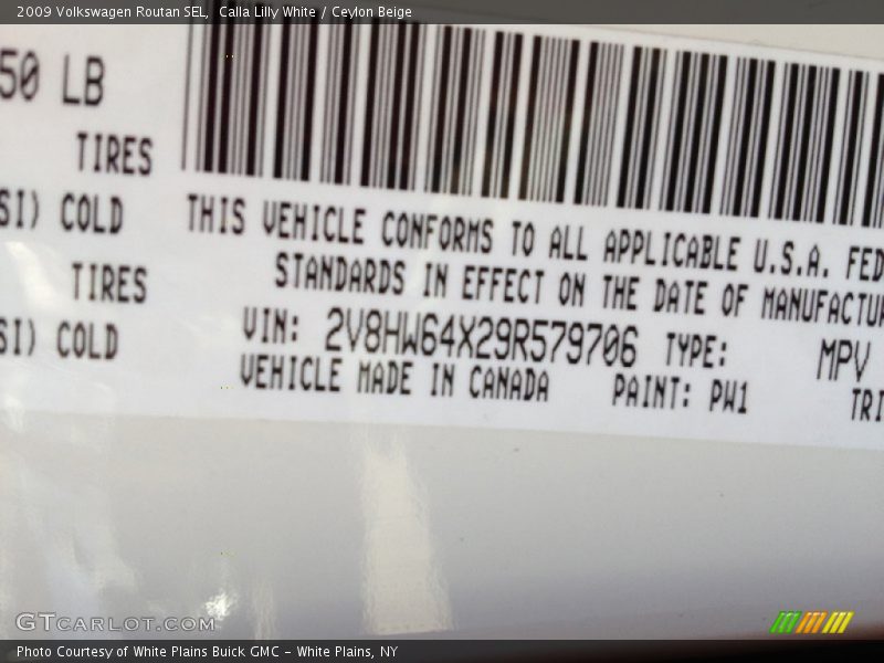 Calla Lilly White / Ceylon Beige 2009 Volkswagen Routan SEL