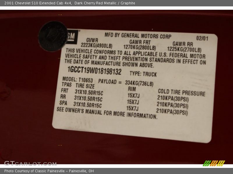 Dark Cherry Red Metallic / Graphite 2001 Chevrolet S10 Extended Cab 4x4