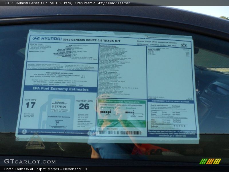 Gran Premio Gray / Black Leather 2012 Hyundai Genesis Coupe 3.8 Track
