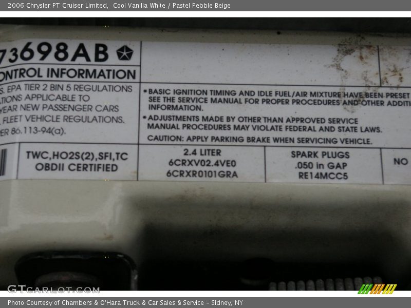 Cool Vanilla White / Pastel Pebble Beige 2006 Chrysler PT Cruiser Limited