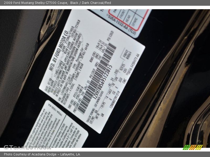 Black / Dark Charcoal/Red 2009 Ford Mustang Shelby GT500 Coupe