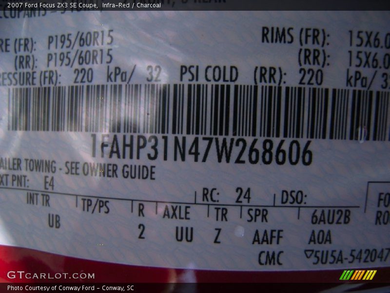 2007 Focus ZX3 SE Coupe Infra-Red Color Code E4