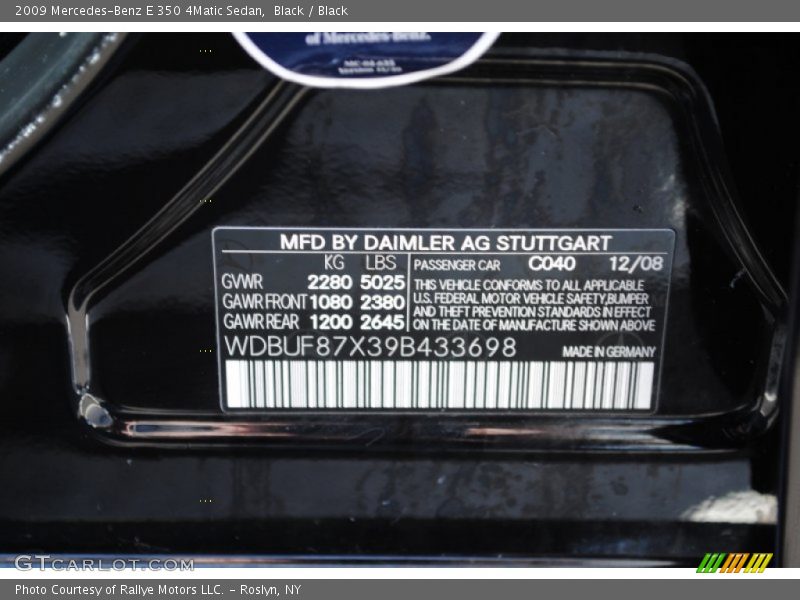 Black / Black 2009 Mercedes-Benz E 350 4Matic Sedan