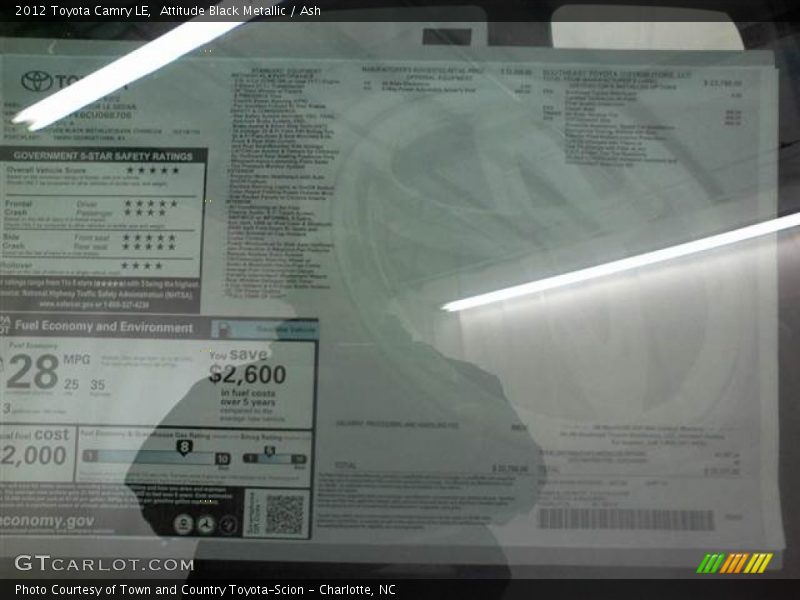 Attitude Black Metallic / Ash 2012 Toyota Camry LE