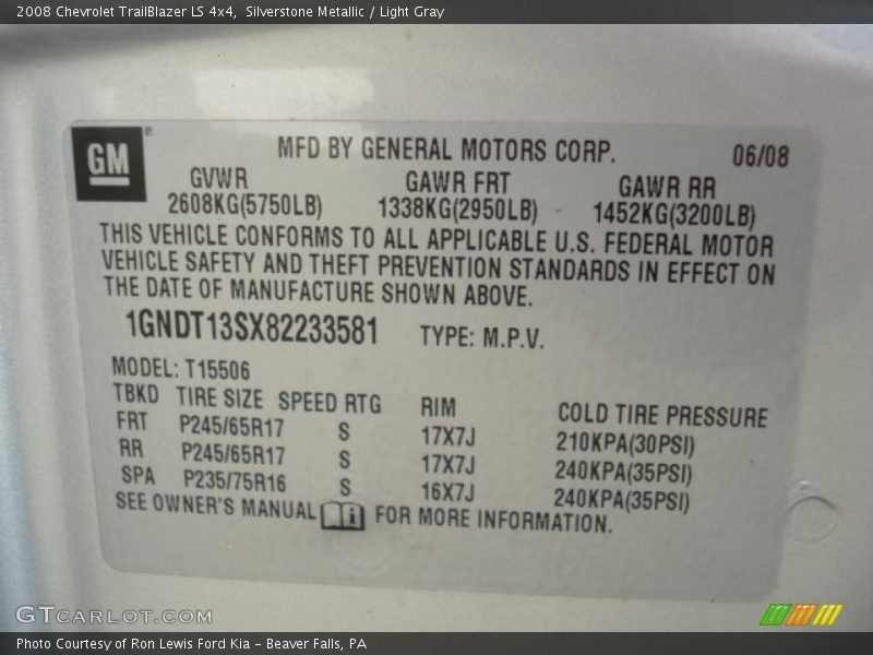 Silverstone Metallic / Light Gray 2008 Chevrolet TrailBlazer LS 4x4