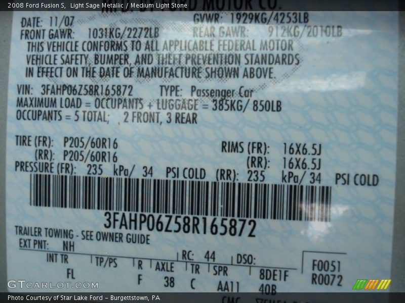 Light Sage Metallic / Medium Light Stone 2008 Ford Fusion S