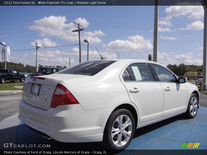 White Platinum Tri-Coat / Medium Light Stone 2012 Ford Fusion SE