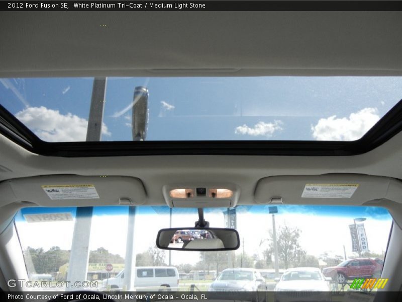 White Platinum Tri-Coat / Medium Light Stone 2012 Ford Fusion SE