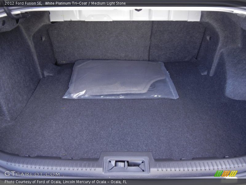 White Platinum Tri-Coat / Medium Light Stone 2012 Ford Fusion SE