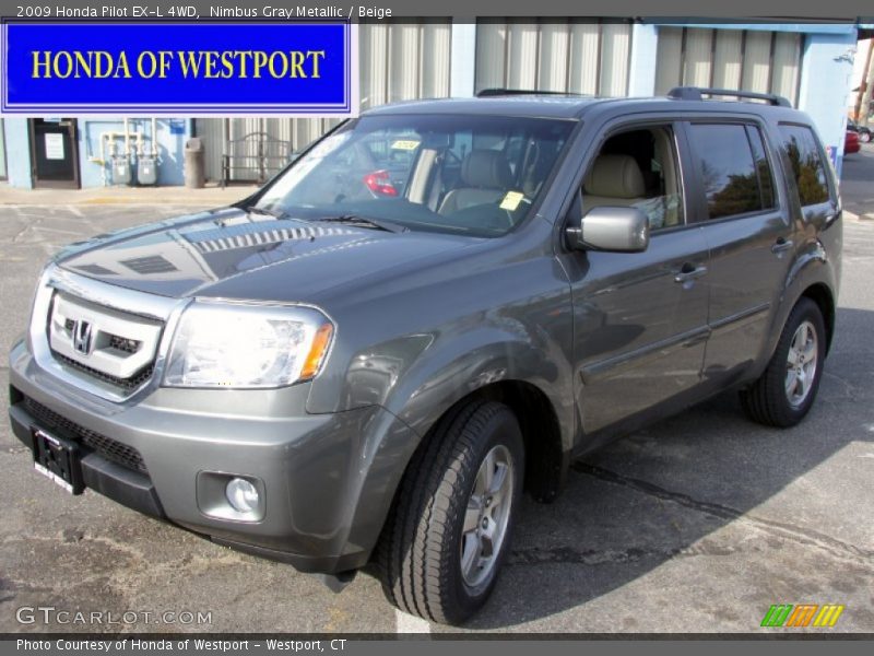 Nimbus Gray Metallic / Beige 2009 Honda Pilot EX-L 4WD