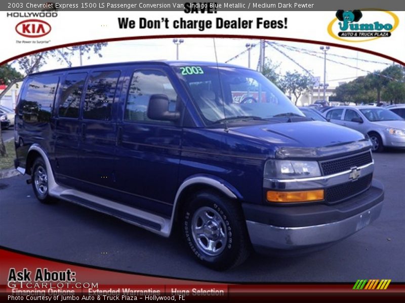 Indigo Blue Metallic / Medium Dark Pewter 2003 Chevrolet Express 1500 LS Passenger Conversion Van