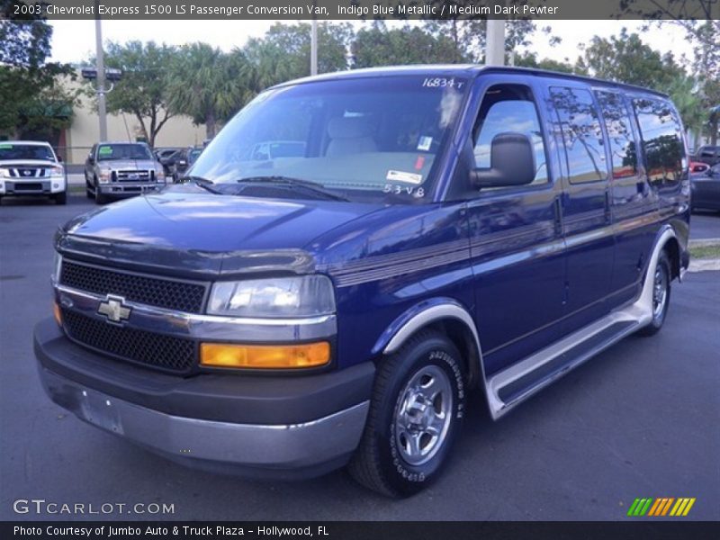 Indigo Blue Metallic / Medium Dark Pewter 2003 Chevrolet Express 1500 LS Passenger Conversion Van