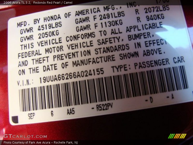 R522PV - 2006 Acura TL 3.2