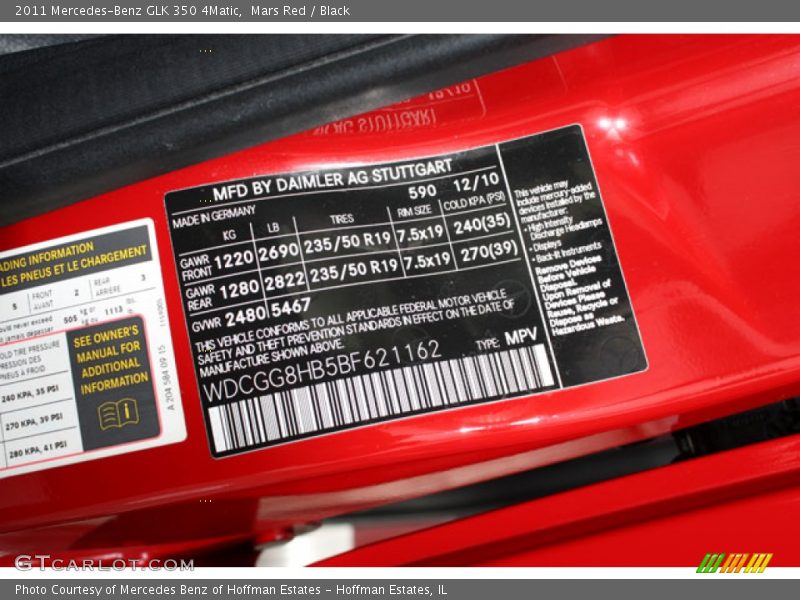 Mars Red / Black 2011 Mercedes-Benz GLK 350 4Matic