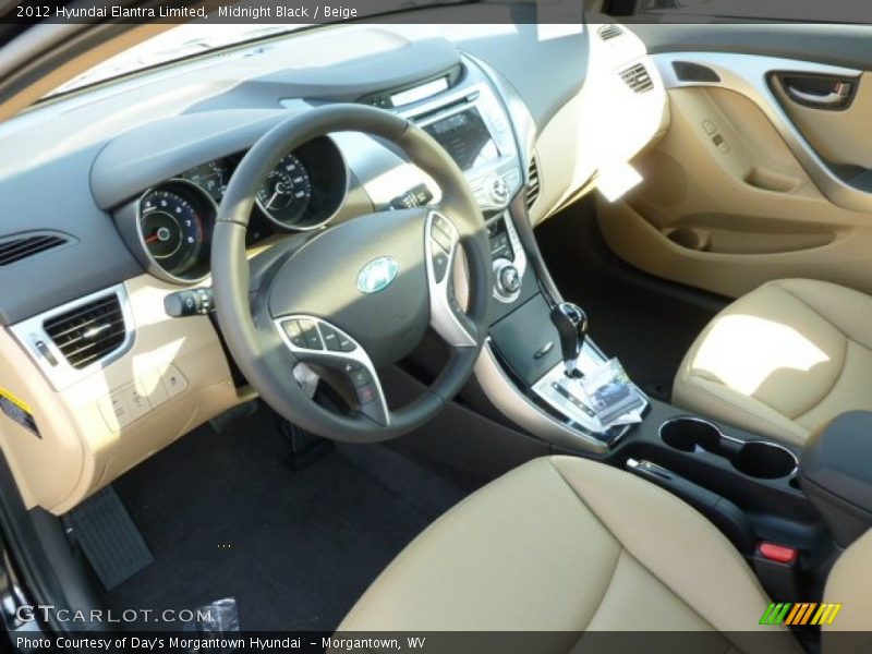 Midnight Black / Beige 2012 Hyundai Elantra Limited