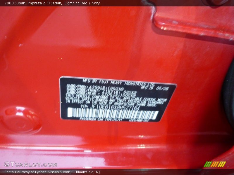 Lightning Red / Ivory 2008 Subaru Impreza 2.5i Sedan