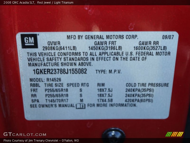Red Jewel / Light Titanium 2008 GMC Acadia SLT