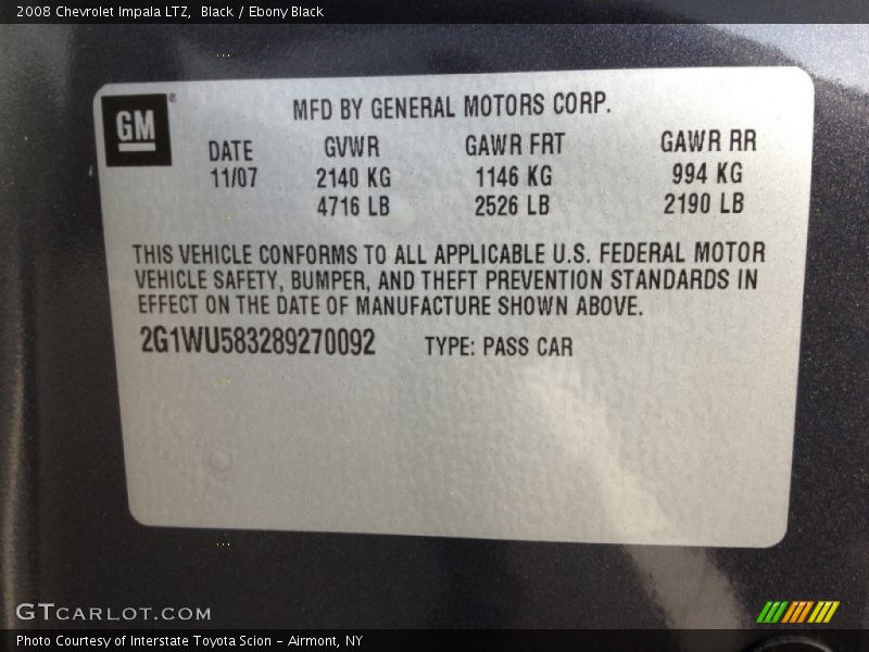 Black / Ebony Black 2008 Chevrolet Impala LTZ