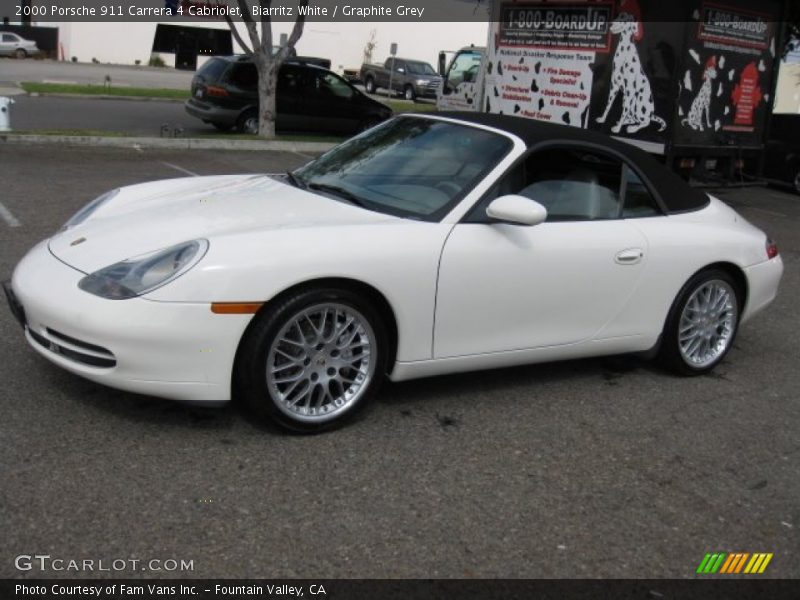 Biarritz White / Graphite Grey 2000 Porsche 911 Carrera 4 Cabriolet