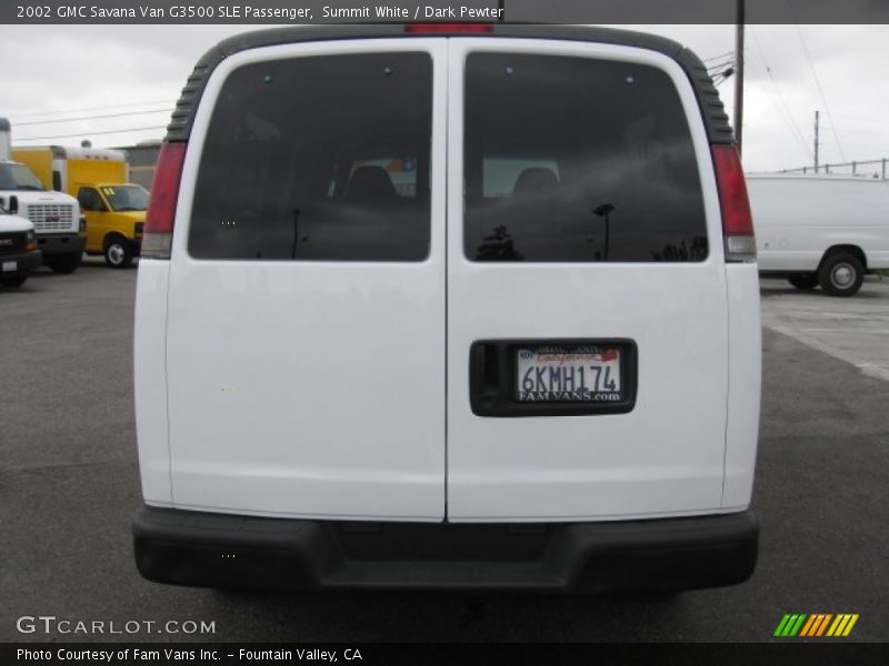 Summit White / Dark Pewter 2002 GMC Savana Van G3500 SLE Passenger