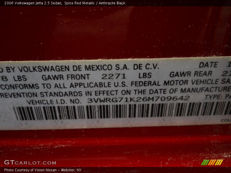 Spice Red Metallic / Anthracite Black 2006 Volkswagen Jetta 2.5 Sedan