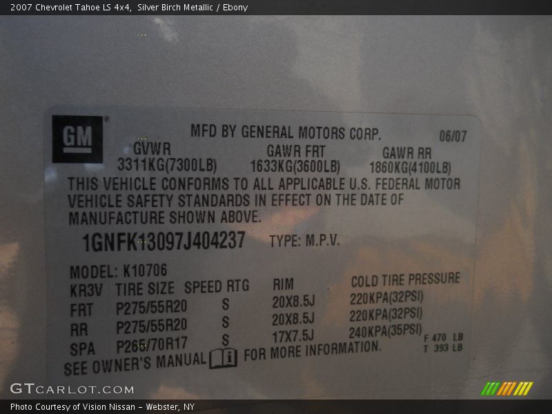 Silver Birch Metallic / Ebony 2007 Chevrolet Tahoe LS 4x4