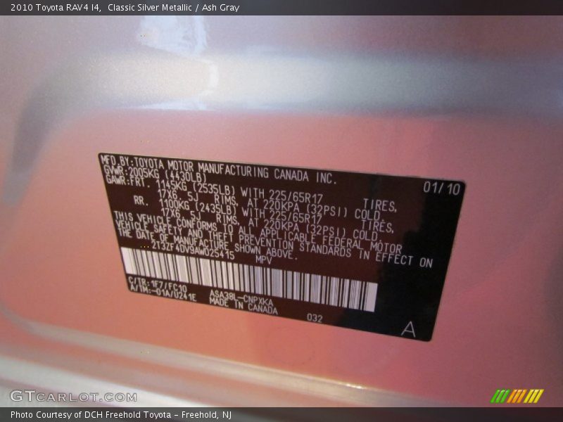 Classic Silver Metallic / Ash Gray 2010 Toyota RAV4 I4