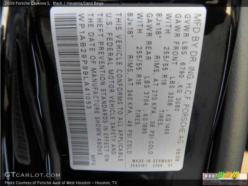 Black / Havanna/Sand Beige 2009 Porsche Cayenne S