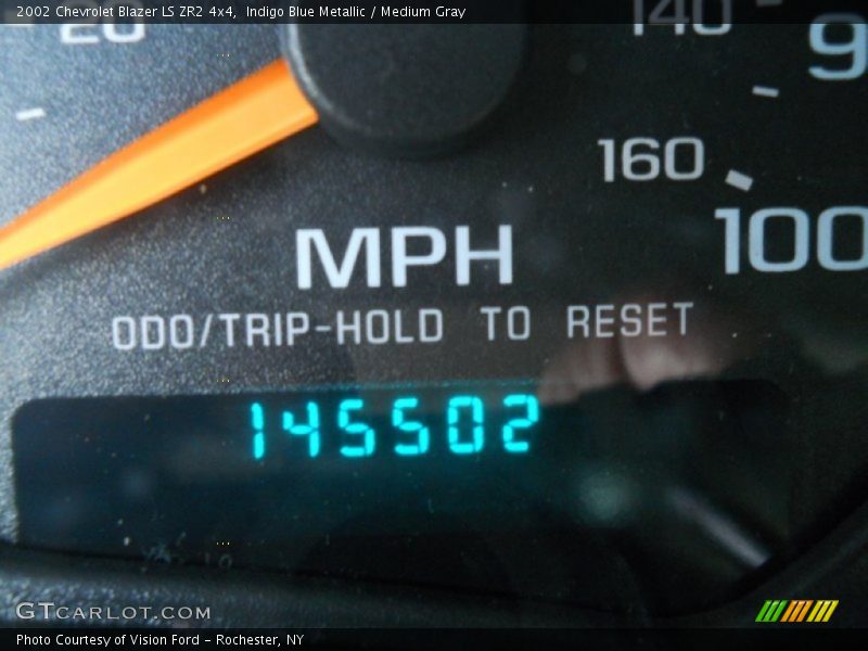 Indigo Blue Metallic / Medium Gray 2002 Chevrolet Blazer LS ZR2 4x4