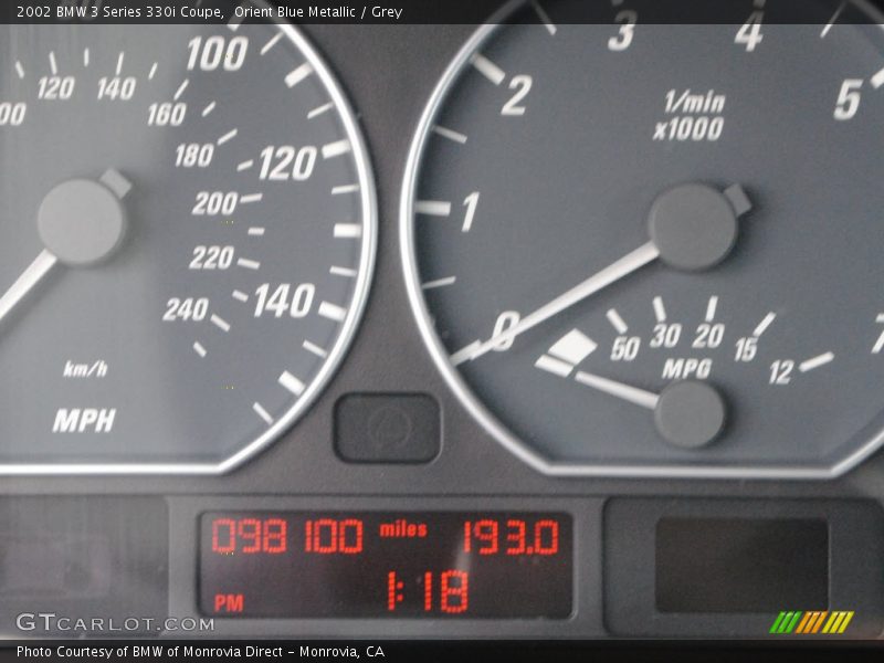 Orient Blue Metallic / Grey 2002 BMW 3 Series 330i Coupe