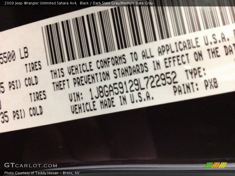 Black / Dark Slate Gray/Medium Slate Gray 2009 Jeep Wrangler Unlimited Sahara 4x4