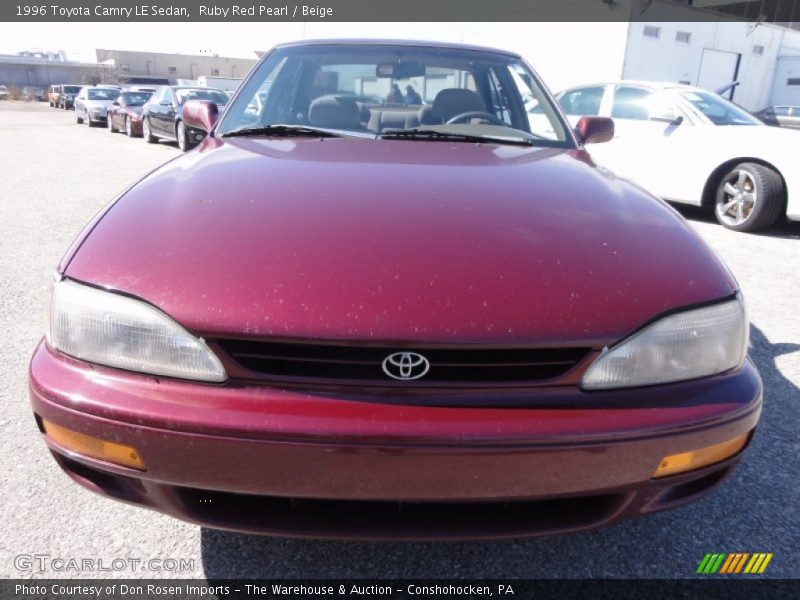 Ruby Red Pearl / Beige 1996 Toyota Camry LE Sedan