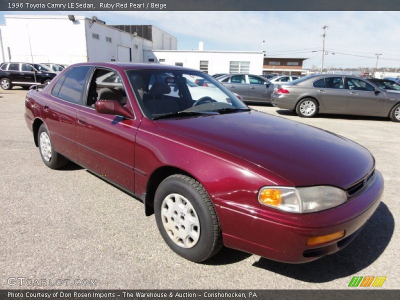 Ruby Red Pearl / Beige 1996 Toyota Camry LE Sedan